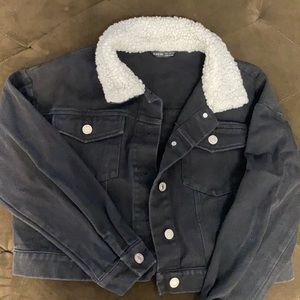 Black cropped jean jacket